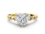 Yellow gold Heart Cut Solitaire Diamond Ring with Infinity Twist Band and Four-Prong Setting_9