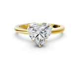 Yellow gold Heart Cut Solitaire Diamond Ring with Prong Setting and Plain Band_7