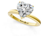 Yellow gold Heart Cut Solitaire Diamond Ring with Prong Setting and Plain Band_8