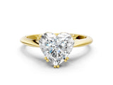 Yellow gold Heart Cut Solitaire Diamond Ring with Six-Prong Setting and Classic Band_12
