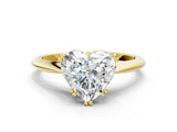 Yellow gold Heart Cut Solitaire Diamond Ring with Six-Prong Setting and Classic Band_3