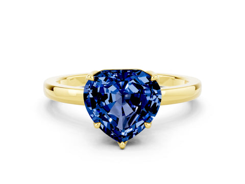 Yellow gold Heart Cut Solitaire Diamond Ring with Thin Band and Four-Prong Setting