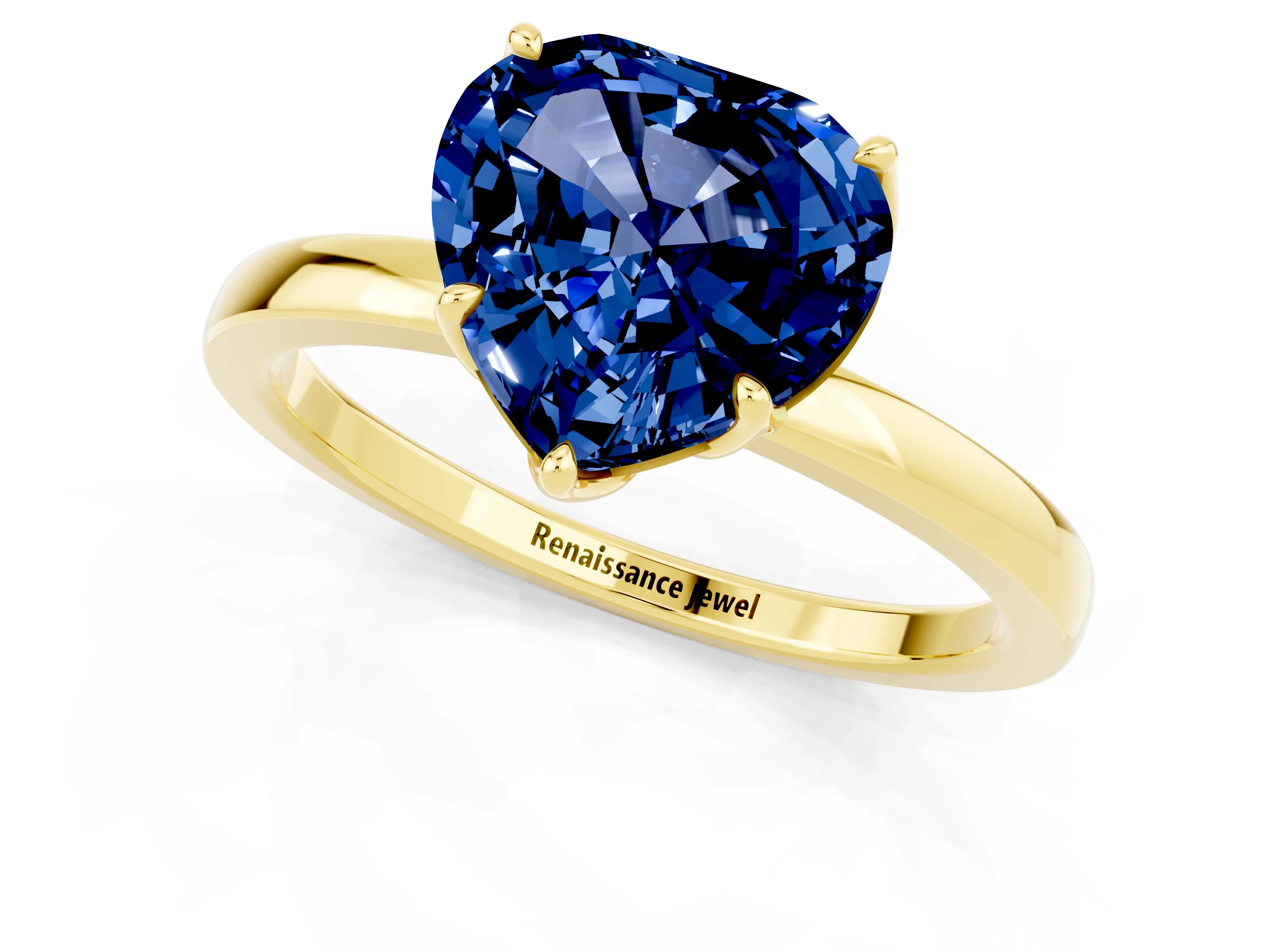 Yellow gold Heart Cut Solitaire Diamond Ring with Thin Band and Four-Prong Setting_1