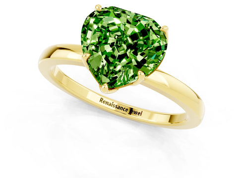 Yellow gold Heart Cut Solitaire Diamond Ring with Thin Band and Four-Prong Setting_1
