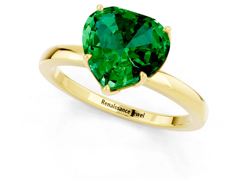 Yellow gold Heart Cut Solitaire Diamond Ring with Thin Band and Four-Prong Setting_1