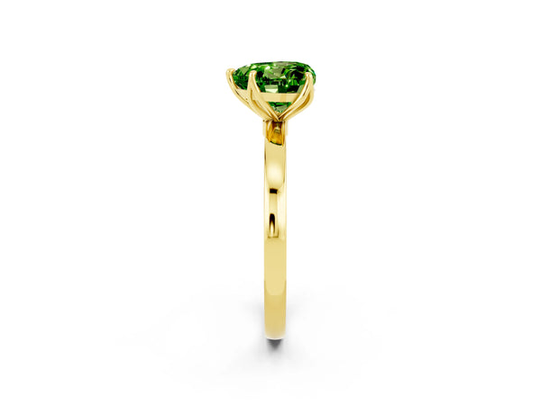 Yellow gold Heart Cut Solitaire Diamond Ring with Thin Band and Four-Prong Setting