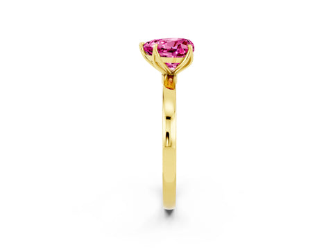 Yellow gold Heart Cut Solitaire Diamond Ring with Thin Band and Four-Prong Setting_2
