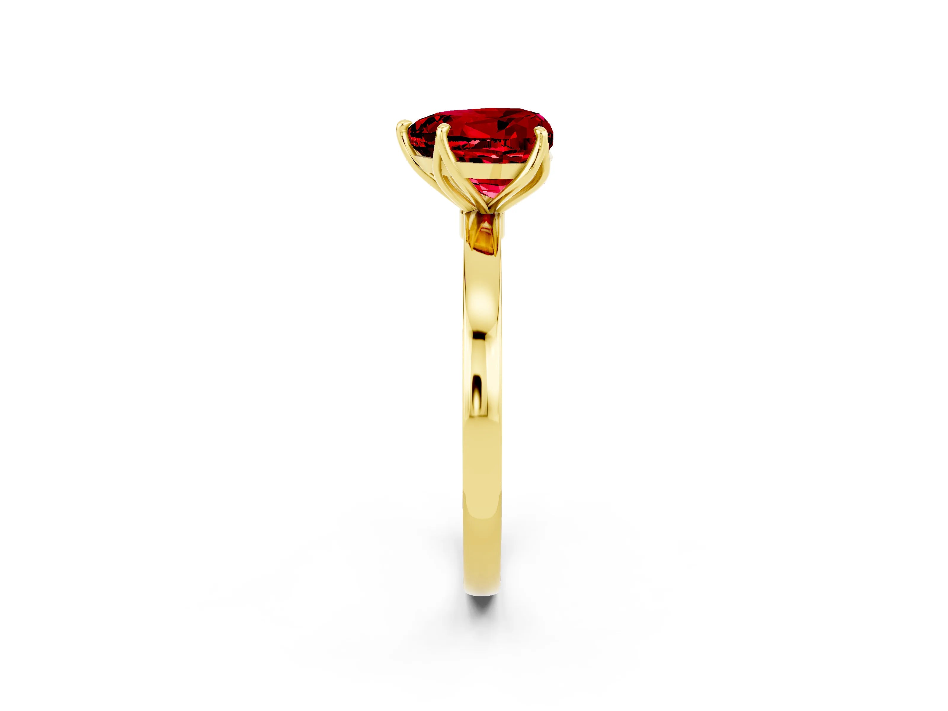 Yellow gold Heart Cut Solitaire Diamond Ring with Thin Band and Four-Prong Setting_2