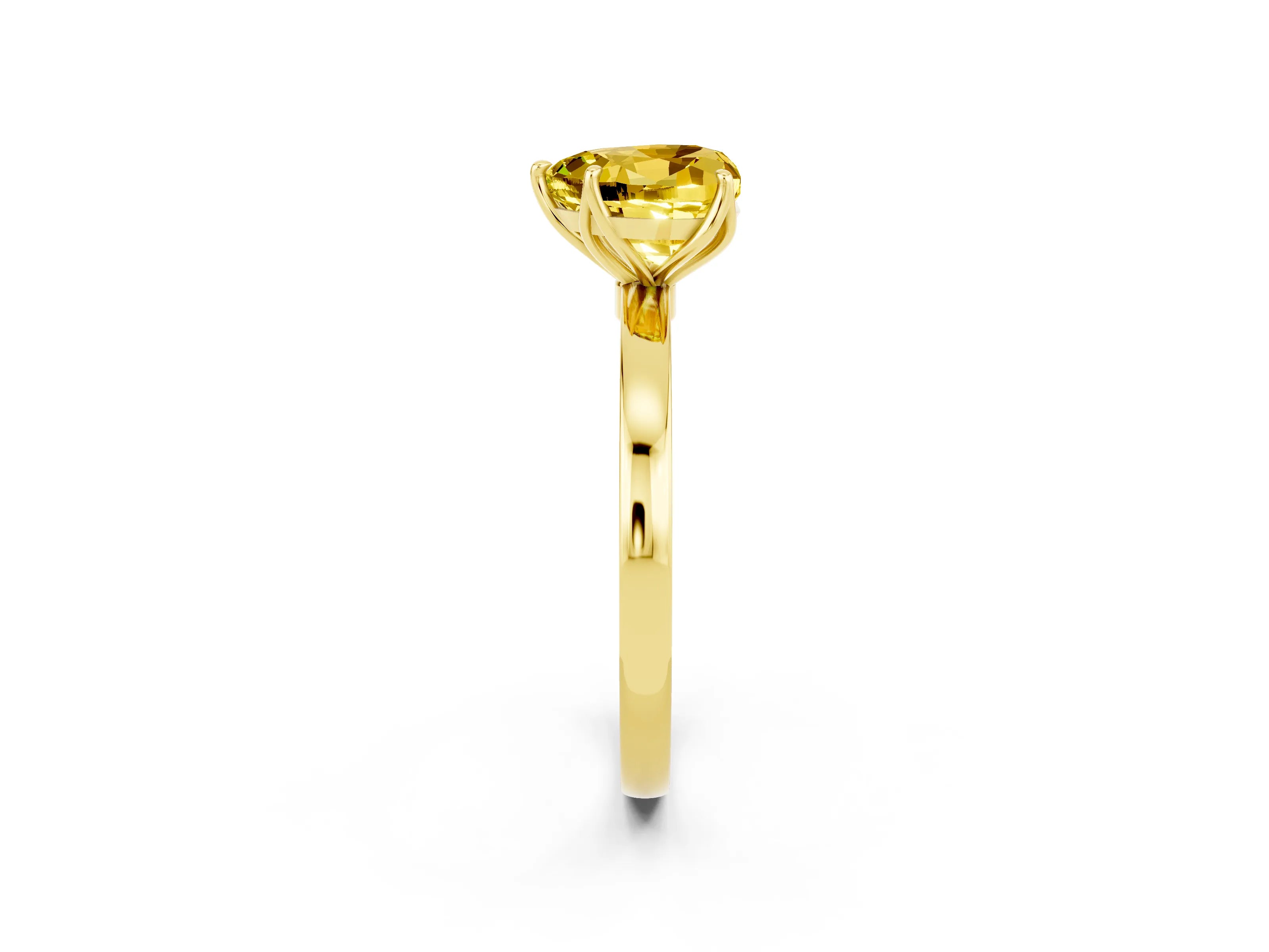 Yellow gold Heart Cut Solitaire Diamond Ring with Thin Band and Four-Prong Setting_2