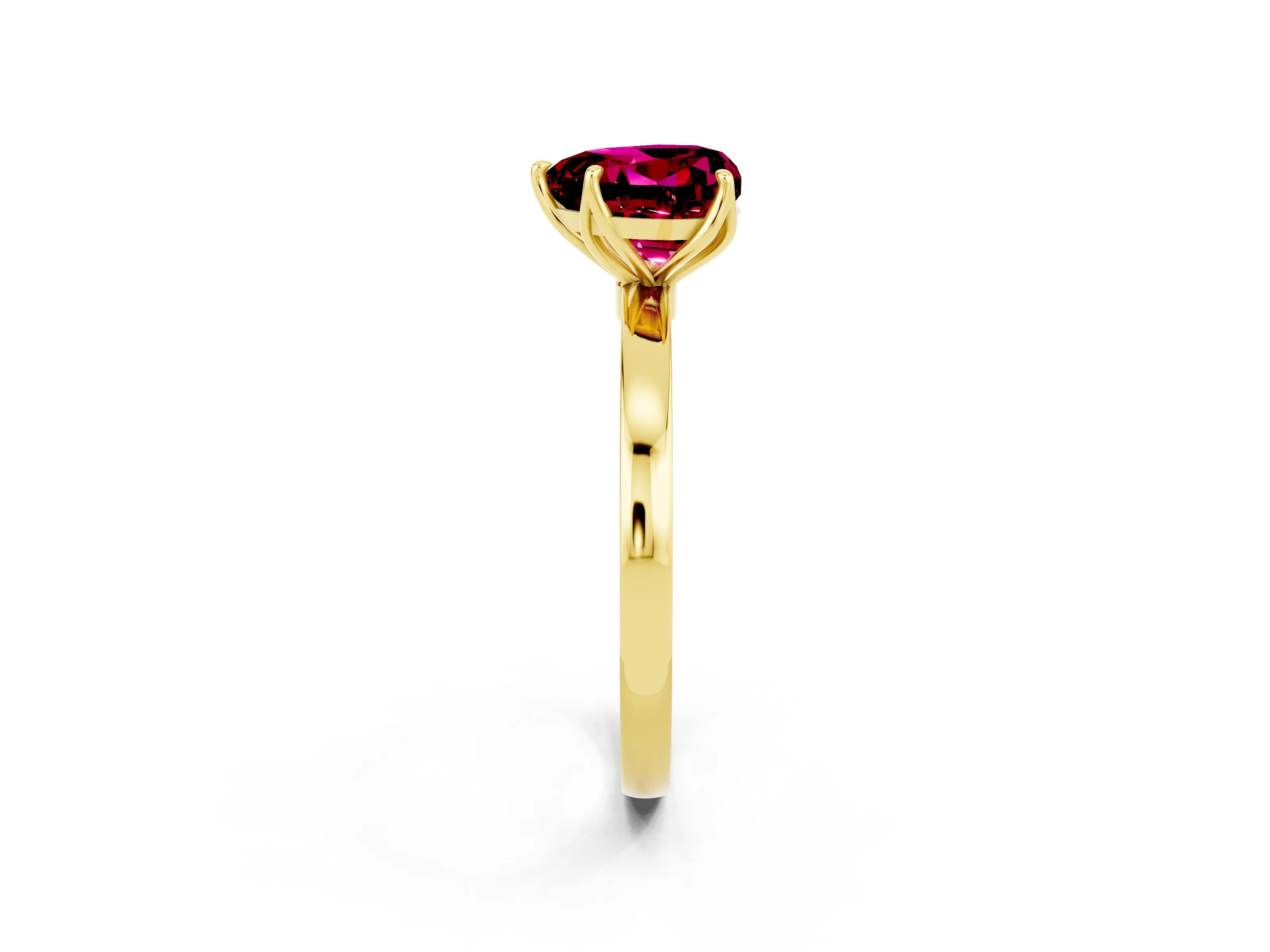 Yellow gold Heart Cut Solitaire Diamond Ring with Thin Band and Four-Prong Setting_2