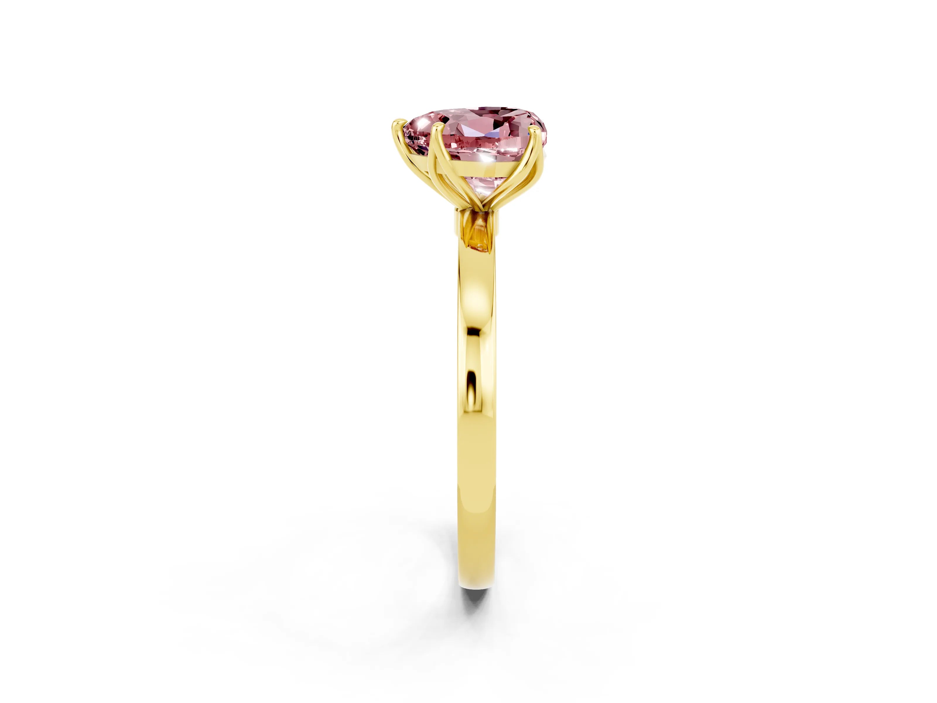Yellow gold Heart Cut Solitaire Diamond Ring with Thin Band and Four-Prong Setting_2