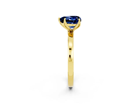 Yellow gold Heart Cut Solitaire Diamond Ring with Thin Band and Four-Prong Setting_2