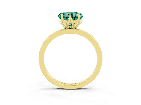 Yellow gold Heart Cut Solitaire Diamond Ring with Thin Band and Four-Prong Setting_3