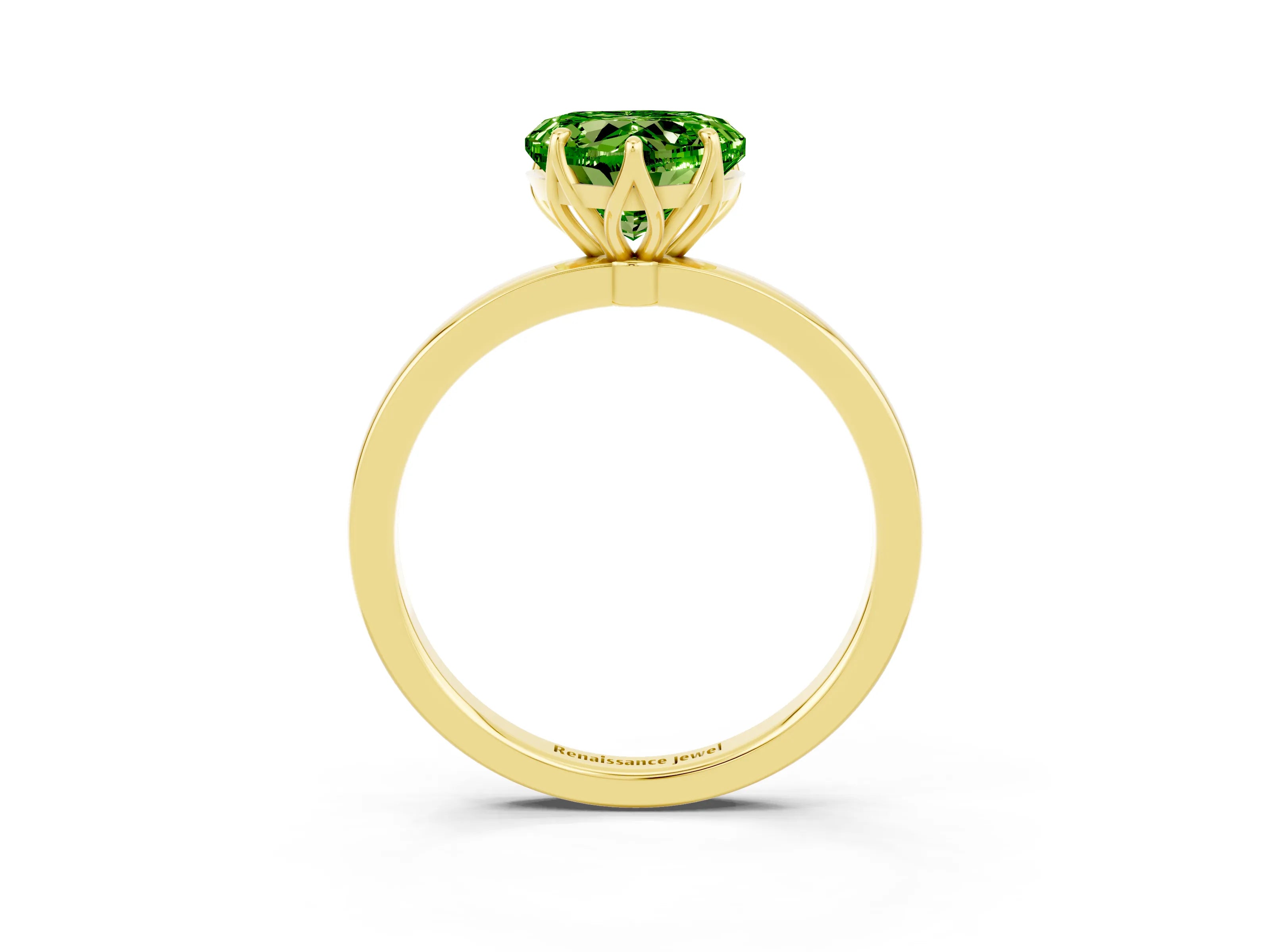 Yellow gold Heart Cut Solitaire Diamond Ring with Thin Band and Four-Prong Setting_3