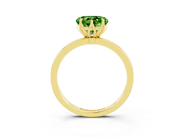 Yellow gold Heart Cut Solitaire Diamond Ring with Thin Band and Four-Prong Setting