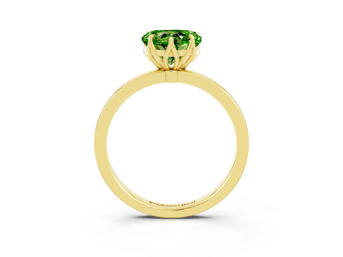 Yellow gold Heart Cut Solitaire Diamond Ring with Thin Band and Four-Prong Setting_3