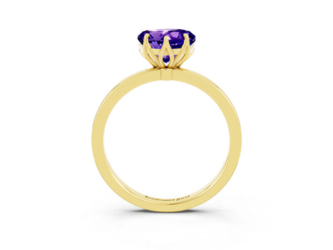Yellow gold Heart Cut Solitaire Diamond Ring with Thin Band and Four-Prong Setting_3
