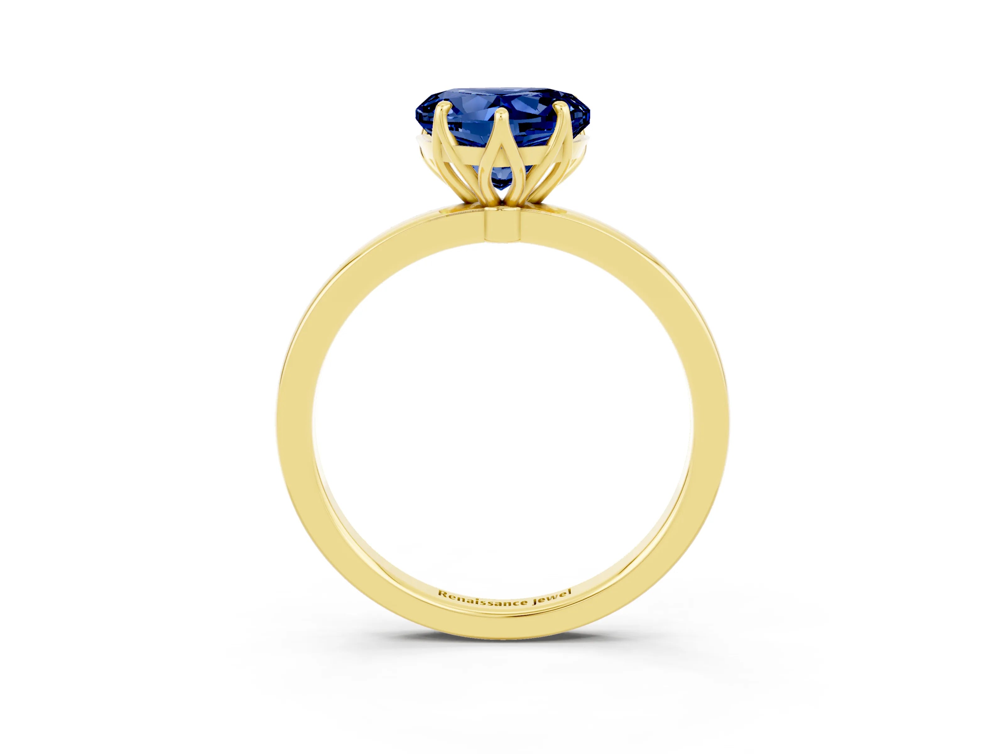 Yellow gold Heart Cut Solitaire Diamond Ring with Thin Band and Four-Prong Setting_3