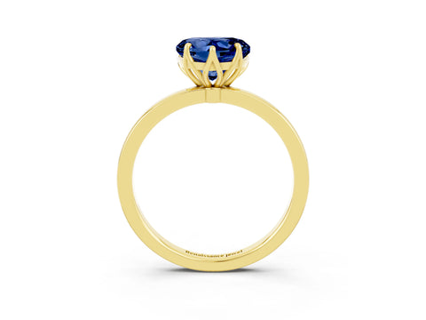 Yellow gold Heart Cut Solitaire Diamond Ring with Thin Band and Four-Prong Setting_3
