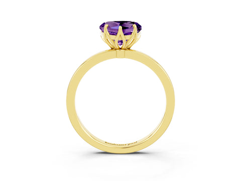 Yellow gold Heart Cut Solitaire Diamond Ring with Thin Band and Four-Prong Setting_3