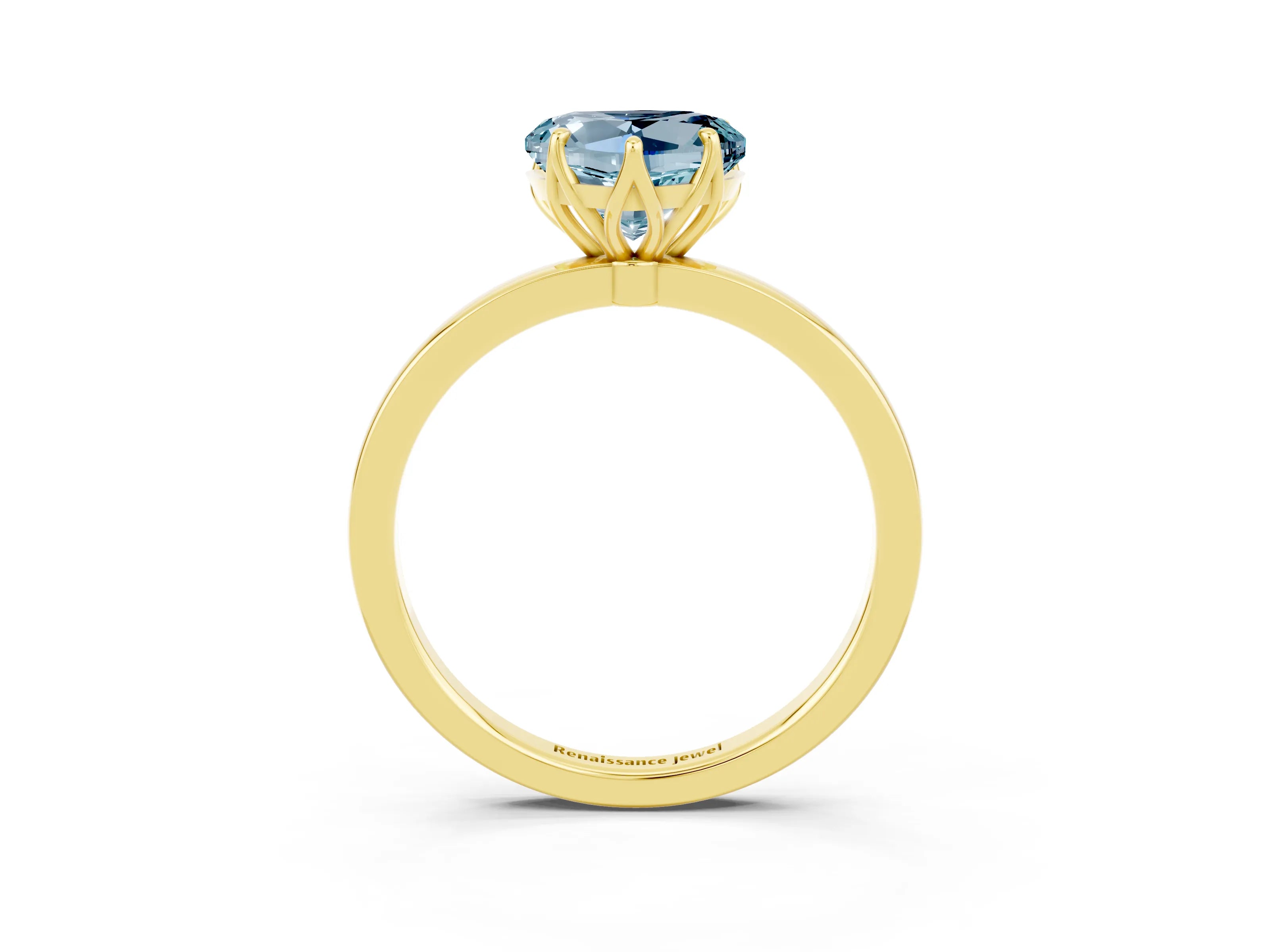 Yellow gold Heart Cut Solitaire Diamond Ring with Thin Band and Four-Prong Setting_3