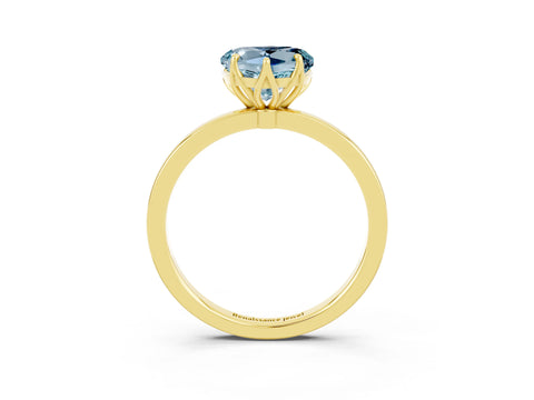 Yellow gold Heart Cut Solitaire Diamond Ring with Thin Band and Four-Prong Setting_3