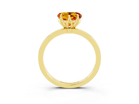 Yellow gold Heart Cut Solitaire Diamond Ring with Thin Band and Four-Prong Setting_3