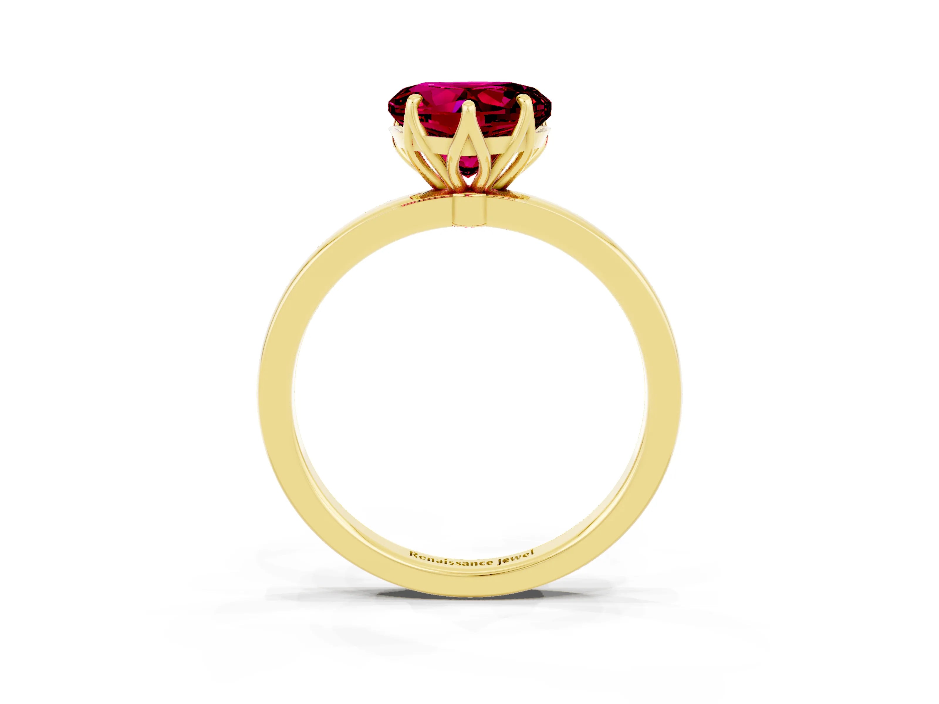 Yellow gold Heart Cut Solitaire Diamond Ring with Thin Band and Four-Prong Setting_3