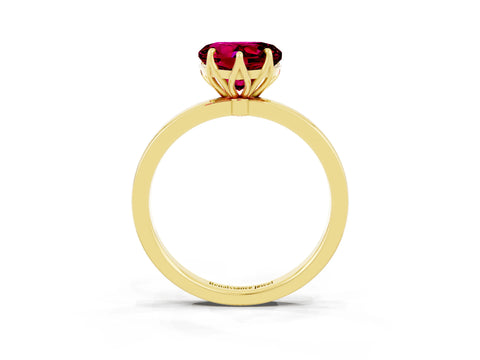 Yellow gold Heart Cut Solitaire Diamond Ring with Thin Band and Four-Prong Setting_3