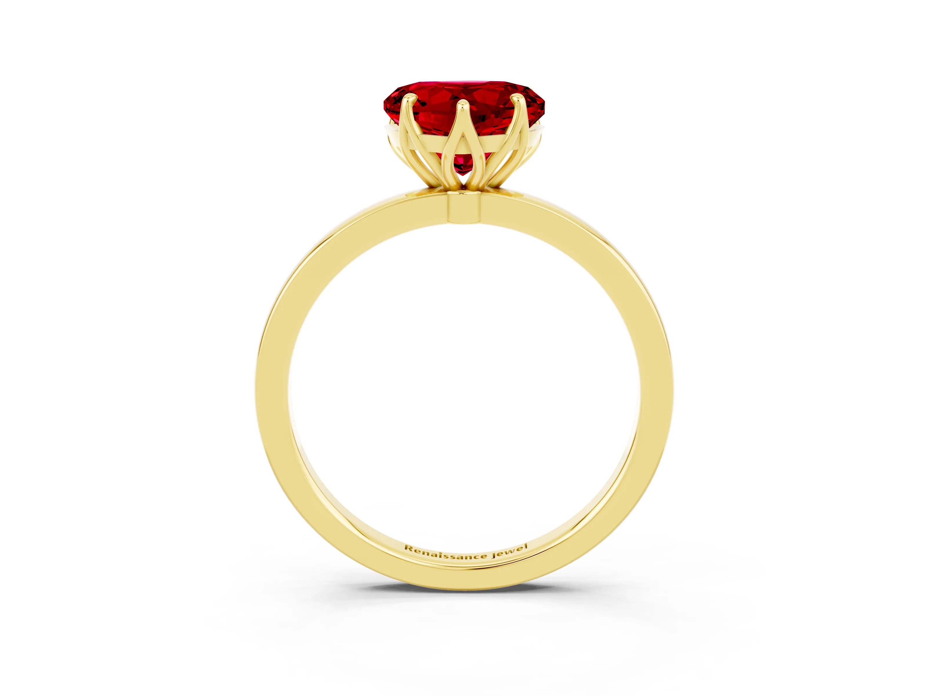 Yellow gold Heart Cut Solitaire Diamond Ring with Thin Band and Four-Prong Setting_3