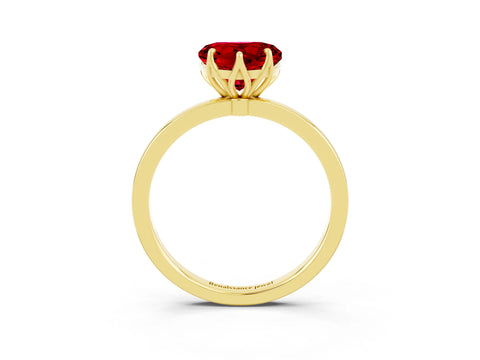 Yellow gold Heart Cut Solitaire Diamond Ring with Thin Band and Four-Prong Setting_3