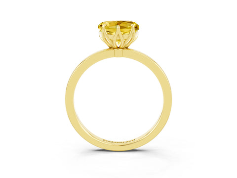 Yellow gold Heart Cut Solitaire Diamond Ring with Thin Band and Four-Prong Setting_3