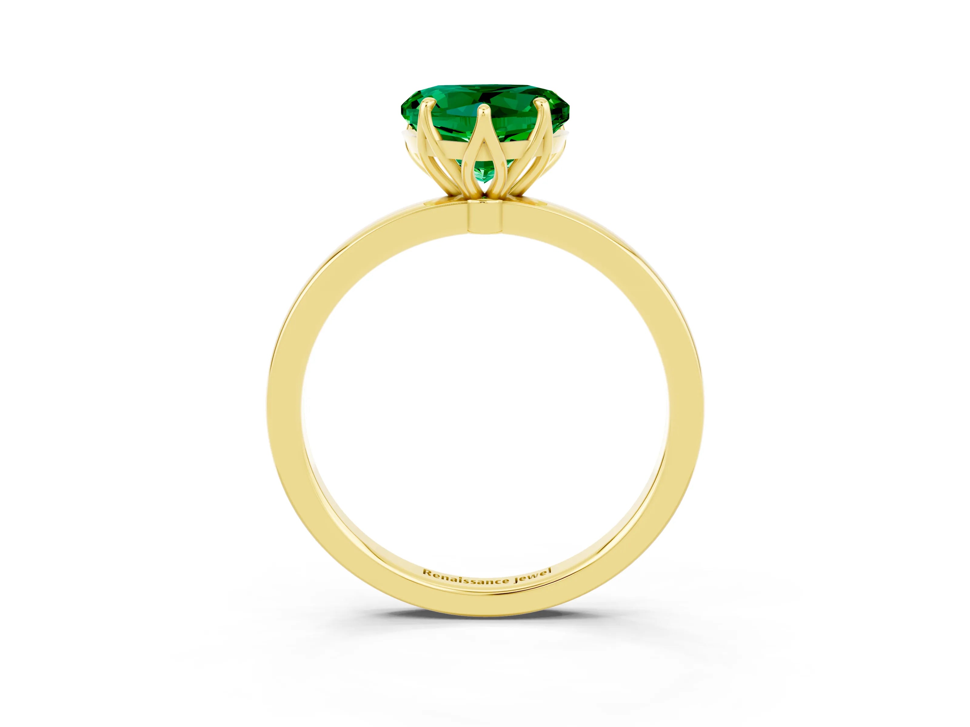 Yellow gold Heart Cut Solitaire Diamond Ring with Thin Band and Four-Prong Setting_3