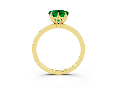 Yellow gold Heart Cut Solitaire Diamond Ring with Thin Band and Four-Prong Setting_3