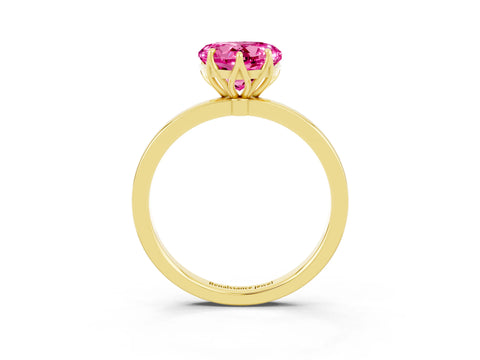 Yellow gold Heart Cut Solitaire Diamond Ring with Thin Band and Four-Prong Setting_3