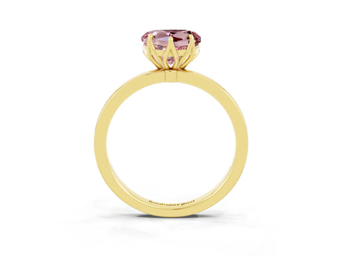 Yellow gold Heart Cut Solitaire Diamond Ring with Thin Band and Four-Prong Setting_3