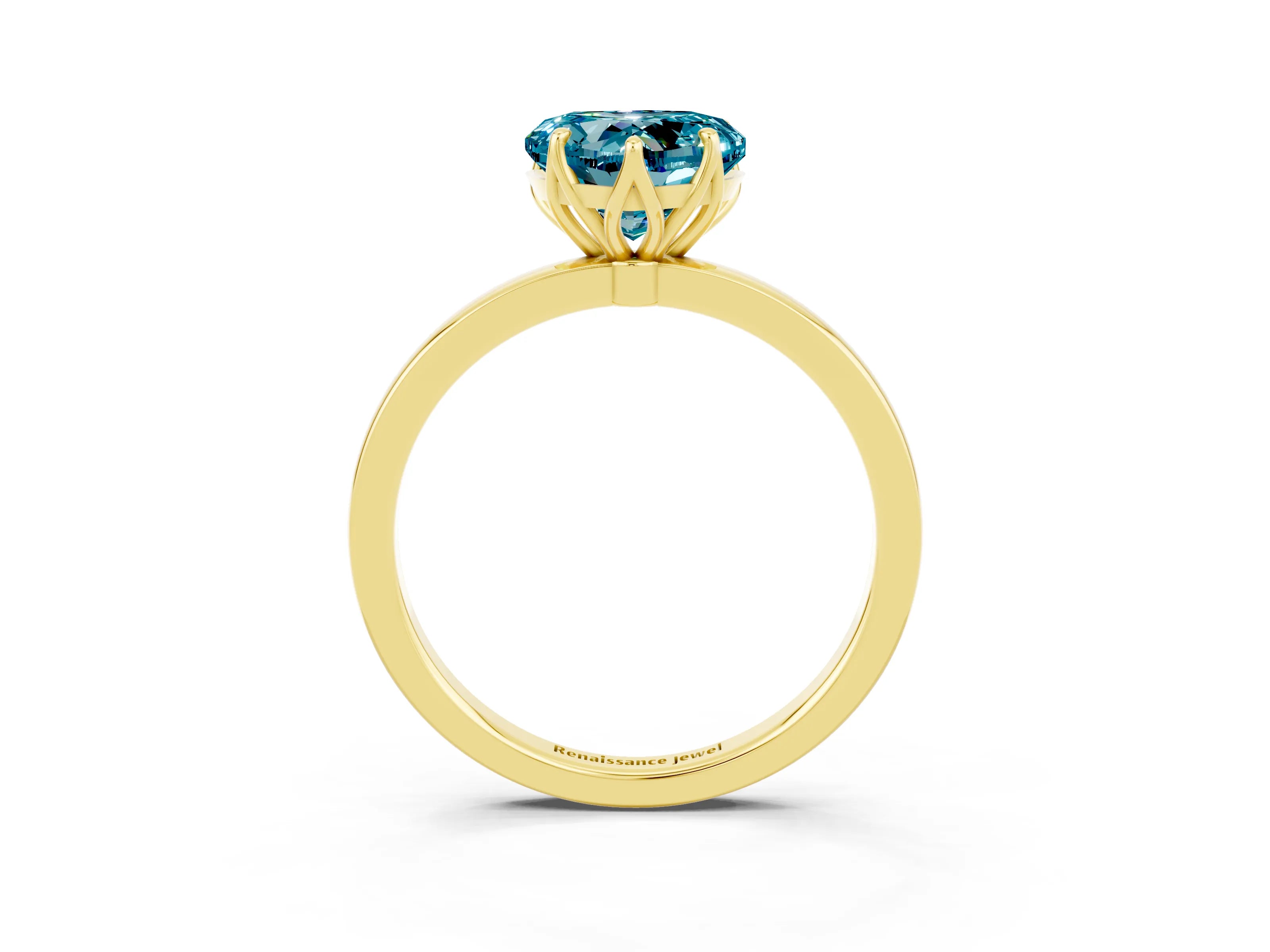 Yellow gold Heart Cut Solitaire Diamond Ring with Thin Band and Four-Prong Setting_3