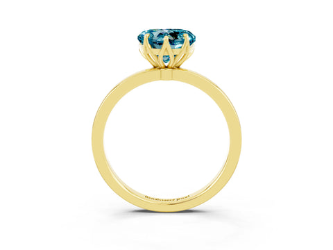 Yellow gold Heart Cut Solitaire Diamond Ring with Thin Band and Four-Prong Setting_3