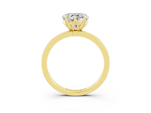 Yellow gold Heart Cut Solitaire Diamond Ring with Thin Band and Four-Prong Setting_3