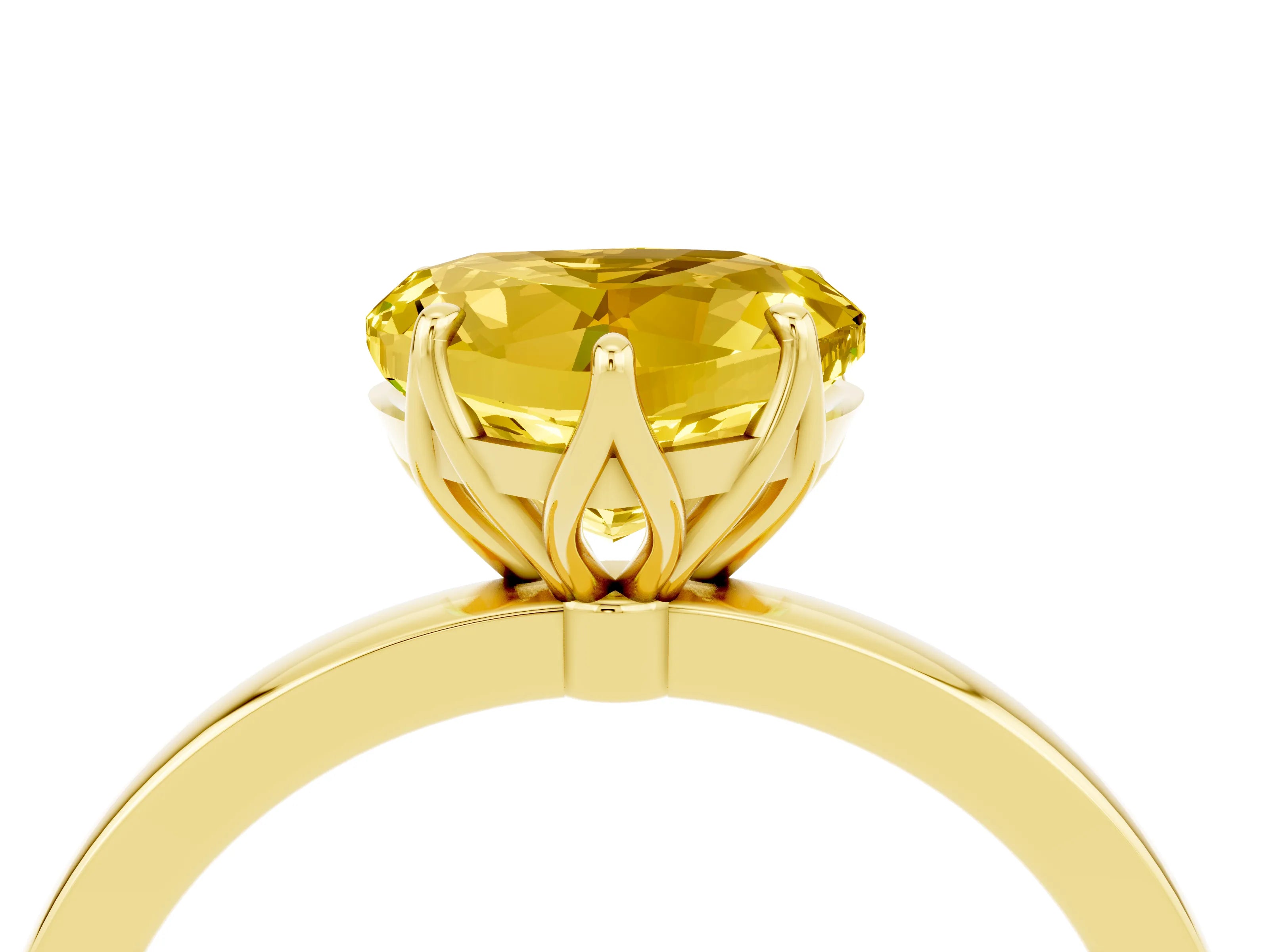 Yellow gold Heart Cut Solitaire Diamond Ring with Thin Band and Four-Prong Setting_4