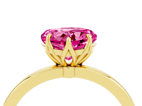 Yellow gold Heart Cut Solitaire Diamond Ring with Thin Band and Four-Prong Setting_4