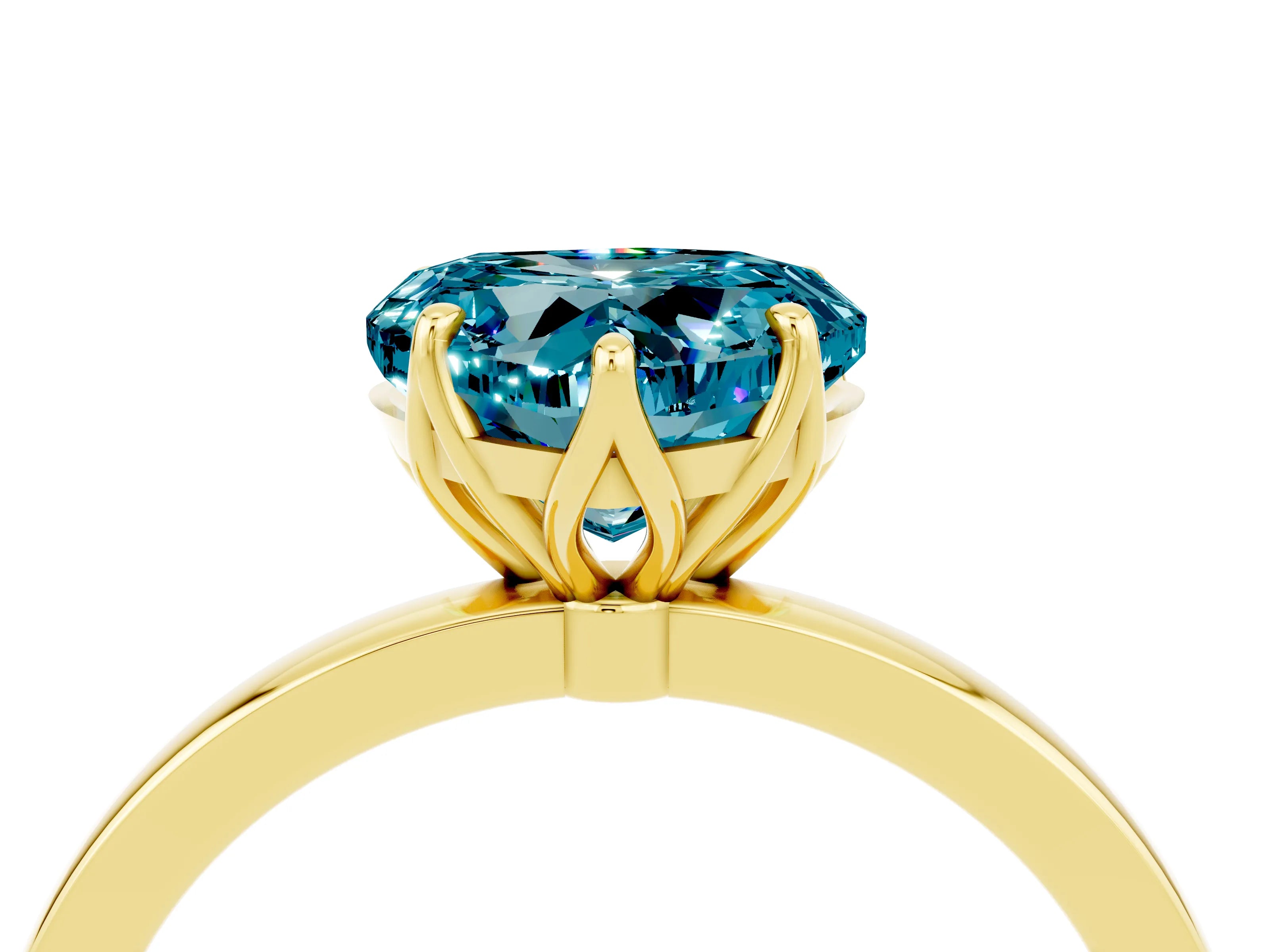 Yellow gold Heart Cut Solitaire Diamond Ring with Thin Band and Four-Prong Setting_4