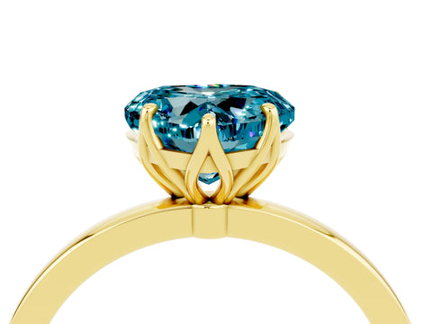 Yellow gold Heart Cut Solitaire Diamond Ring with Thin Band and Four-Prong Setting_4