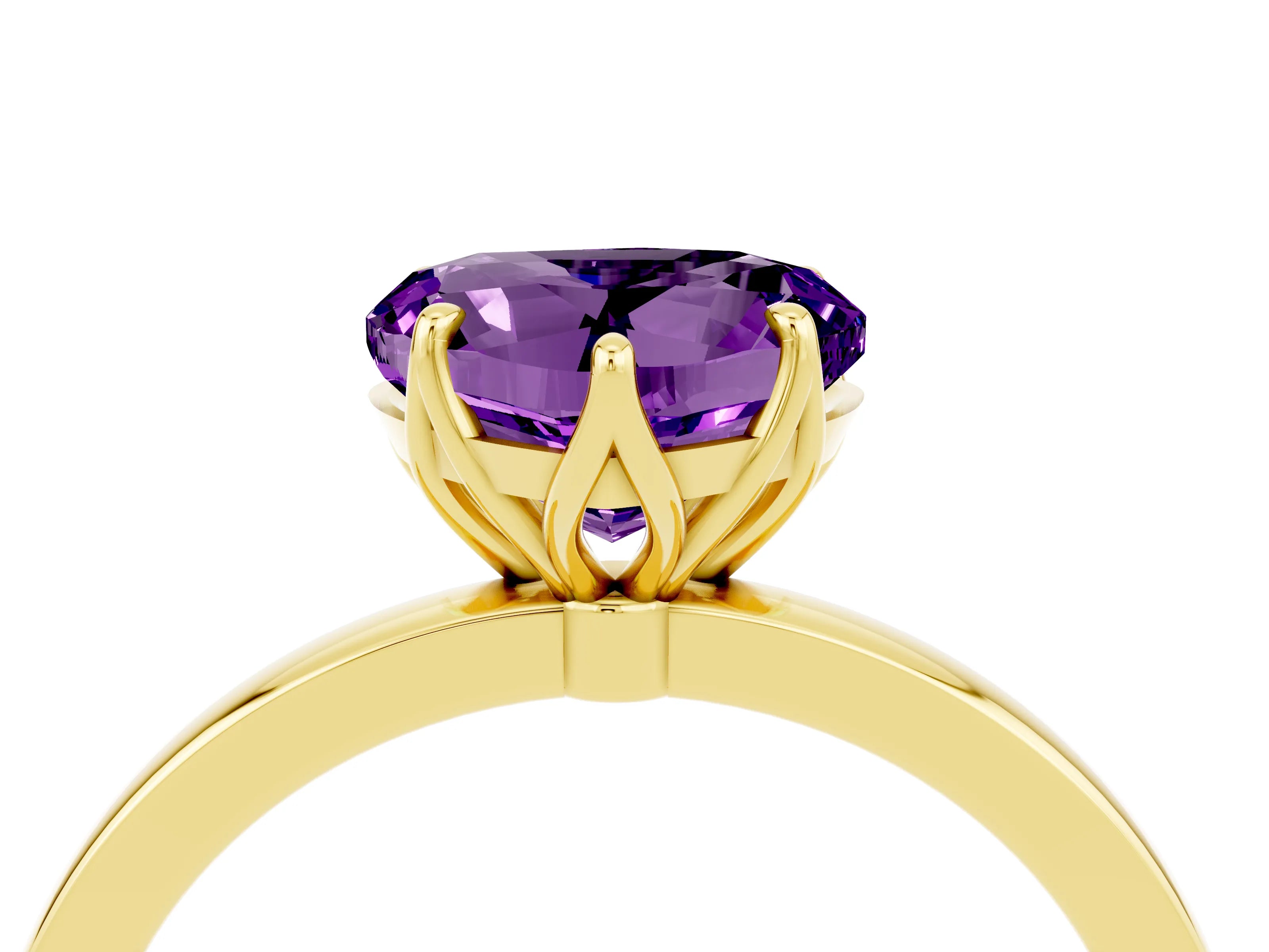 Yellow gold Heart Cut Solitaire Diamond Ring with Thin Band and Four-Prong Setting_4