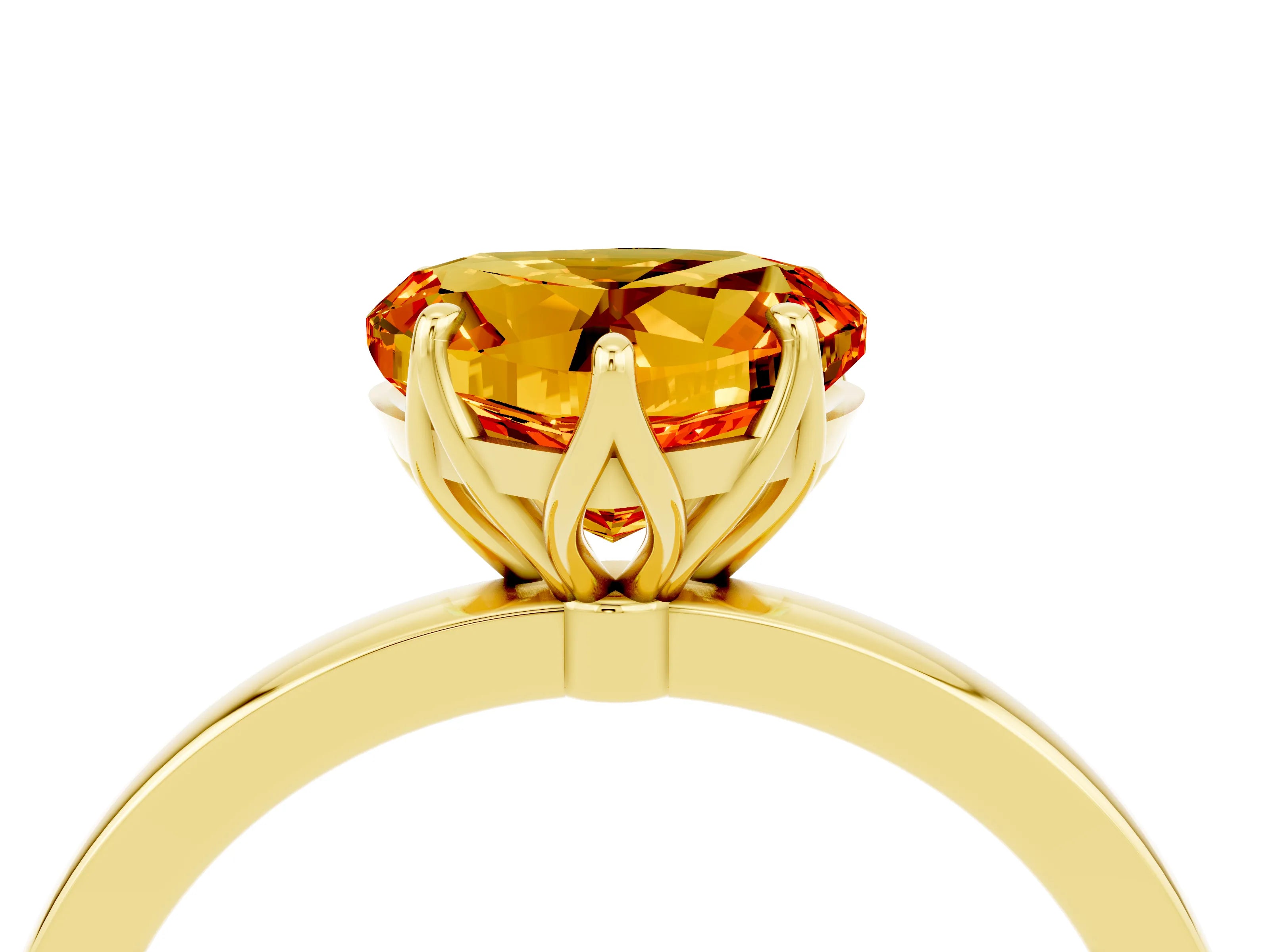 Yellow gold Heart Cut Solitaire Diamond Ring with Thin Band and Four-Prong Setting_4