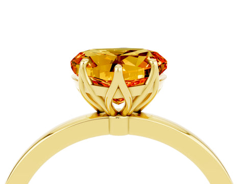 Yellow gold Heart Cut Solitaire Diamond Ring with Thin Band and Four-Prong Setting_4
