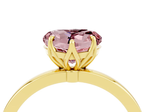 Yellow gold Heart Cut Solitaire Diamond Ring with Thin Band and Four-Prong Setting_4