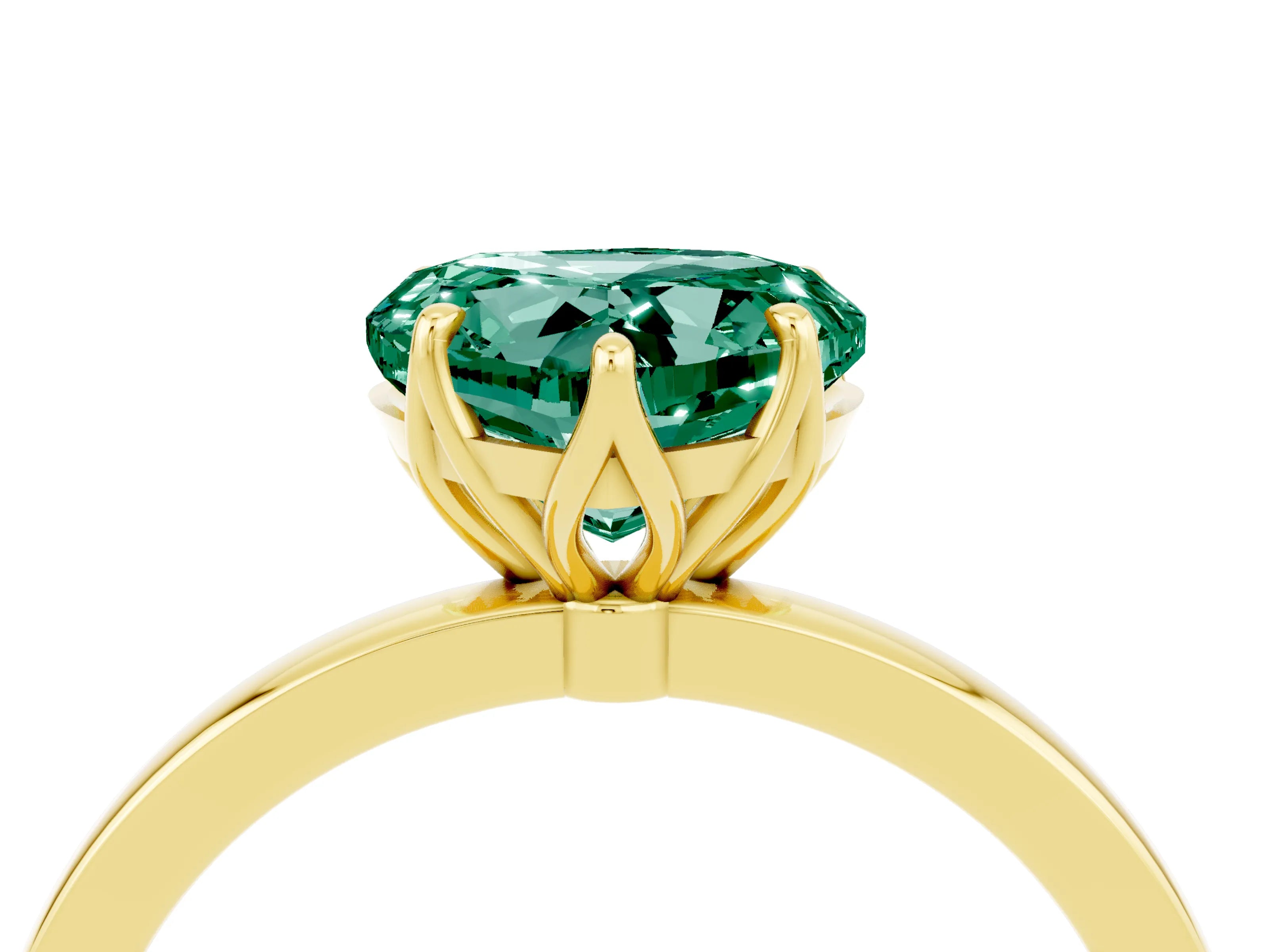 Yellow gold Heart Cut Solitaire Diamond Ring with Thin Band and Four-Prong Setting_4