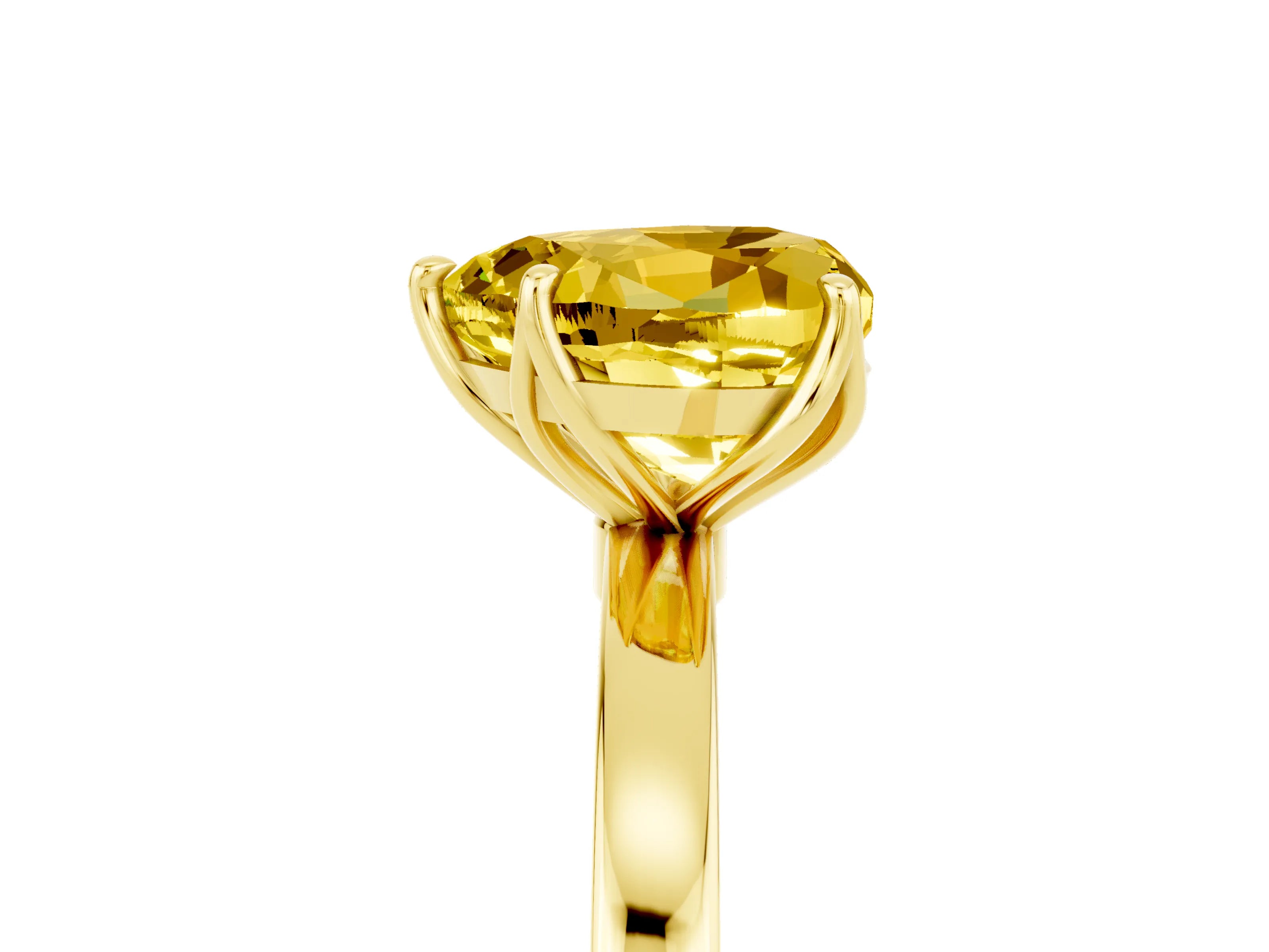 Yellow gold Heart Cut Solitaire Diamond Ring with Thin Band and Four-Prong Setting_5