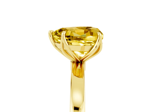 Yellow gold Heart Cut Solitaire Diamond Ring with Thin Band and Four-Prong Setting_5